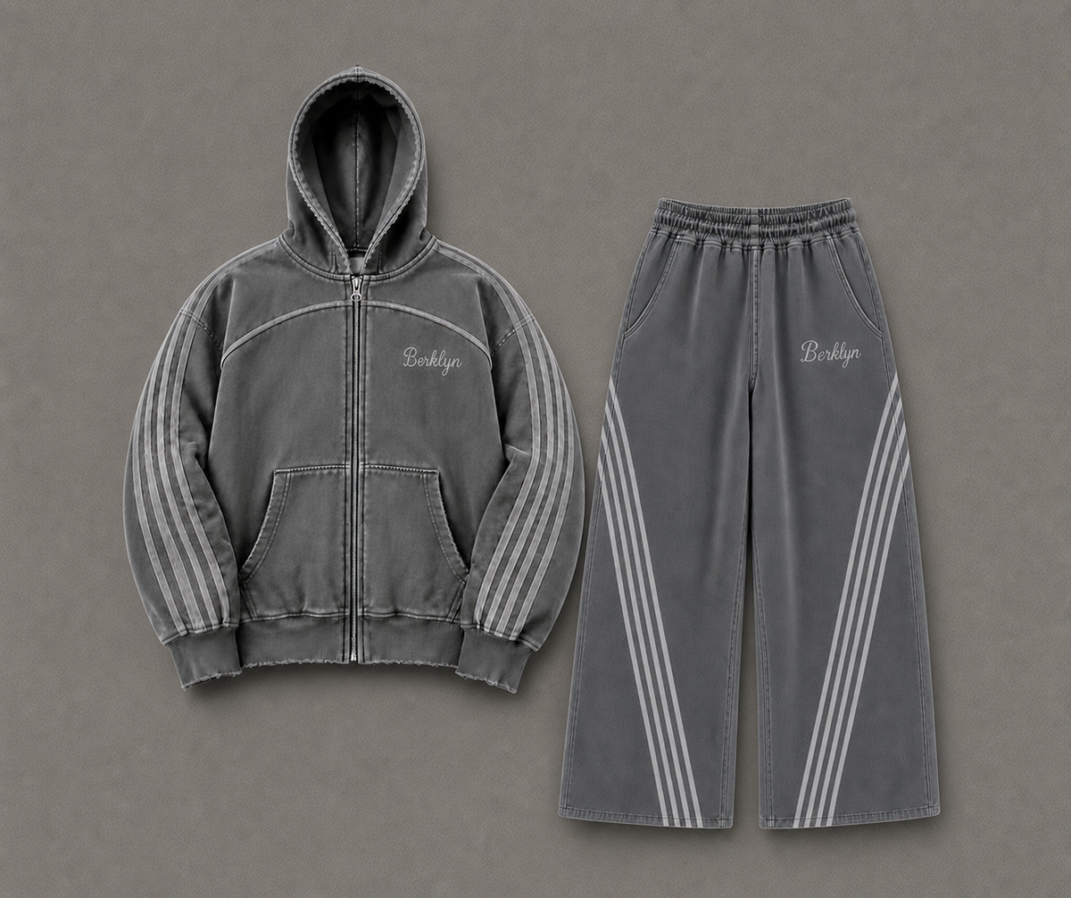 Berklyn Set featuring the Untitled Zip-Up and Untitled Sweatpants in Gray Matter