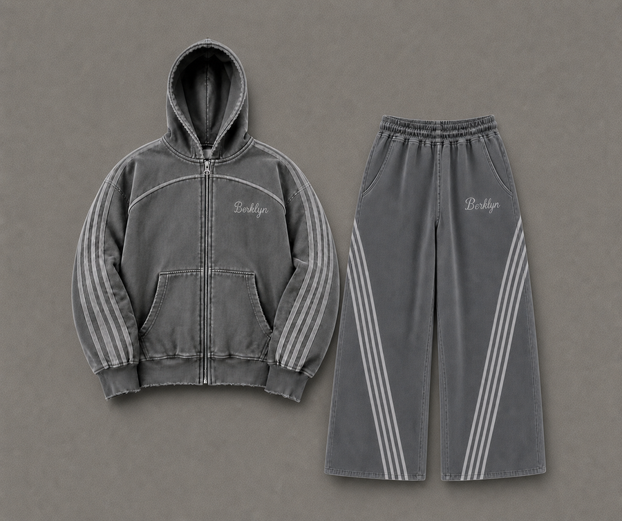 Berklyn Set featuring the Untitled Zip-Up and Untitled Sweatpants in Gray Matter
