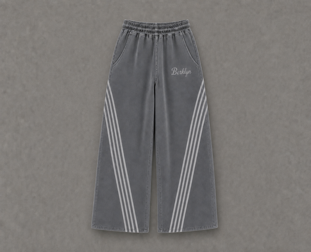 Front view of the Berklyn Untitled Sweatpants in the Gray Matter acid-wash colorway